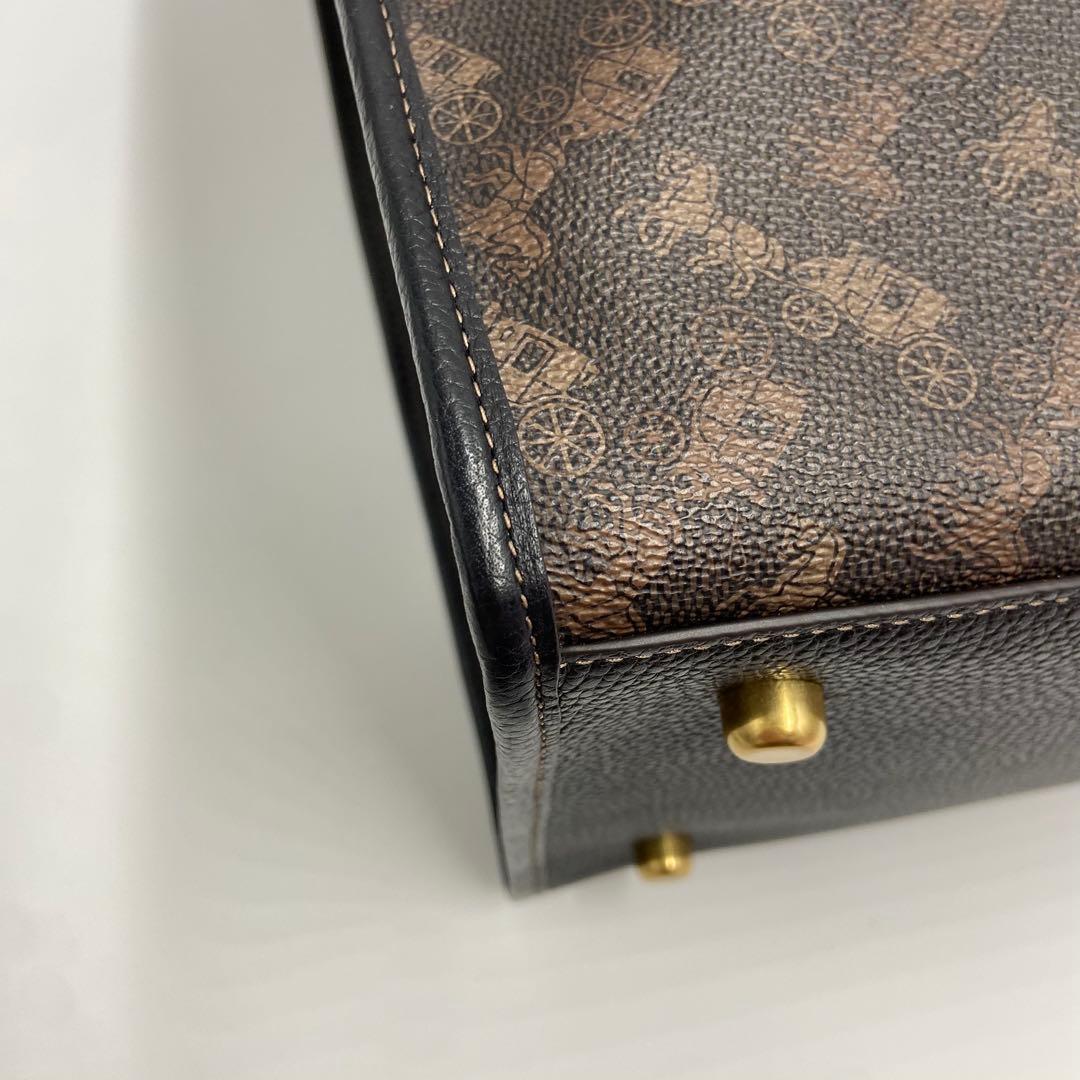 極美品✨ コーチ フィールド トート 40 ホースアンドキャリッジ 馬車柄 黒