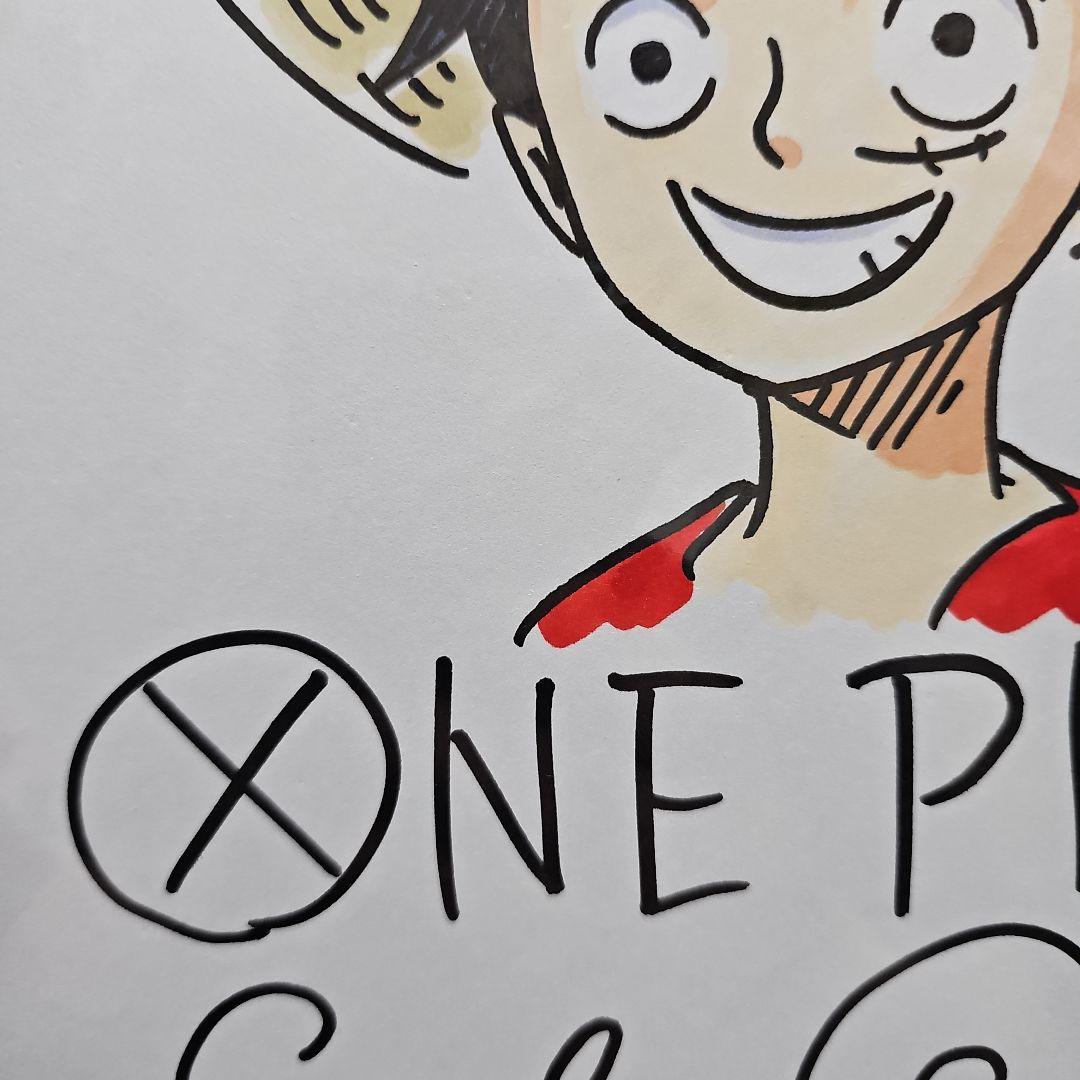 ONE PIECE ワンピース モンキー・D・ルフィ イラスト 直筆サイン色紙