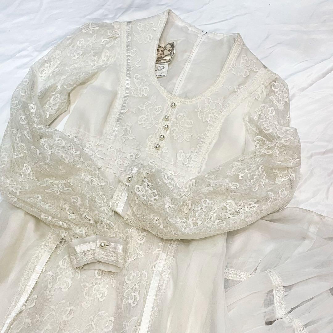 希少 GUNNESAX ガニーサックス ホワイトドレス 70年代