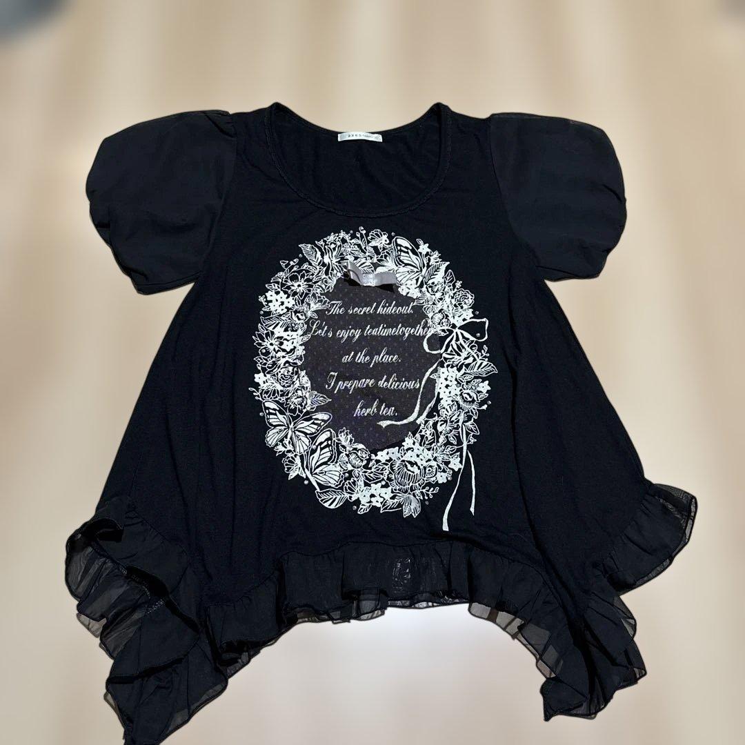 y2k 平成ギャル フェアリーグランジ レース　リボン　パフスリーブ　バタフライ