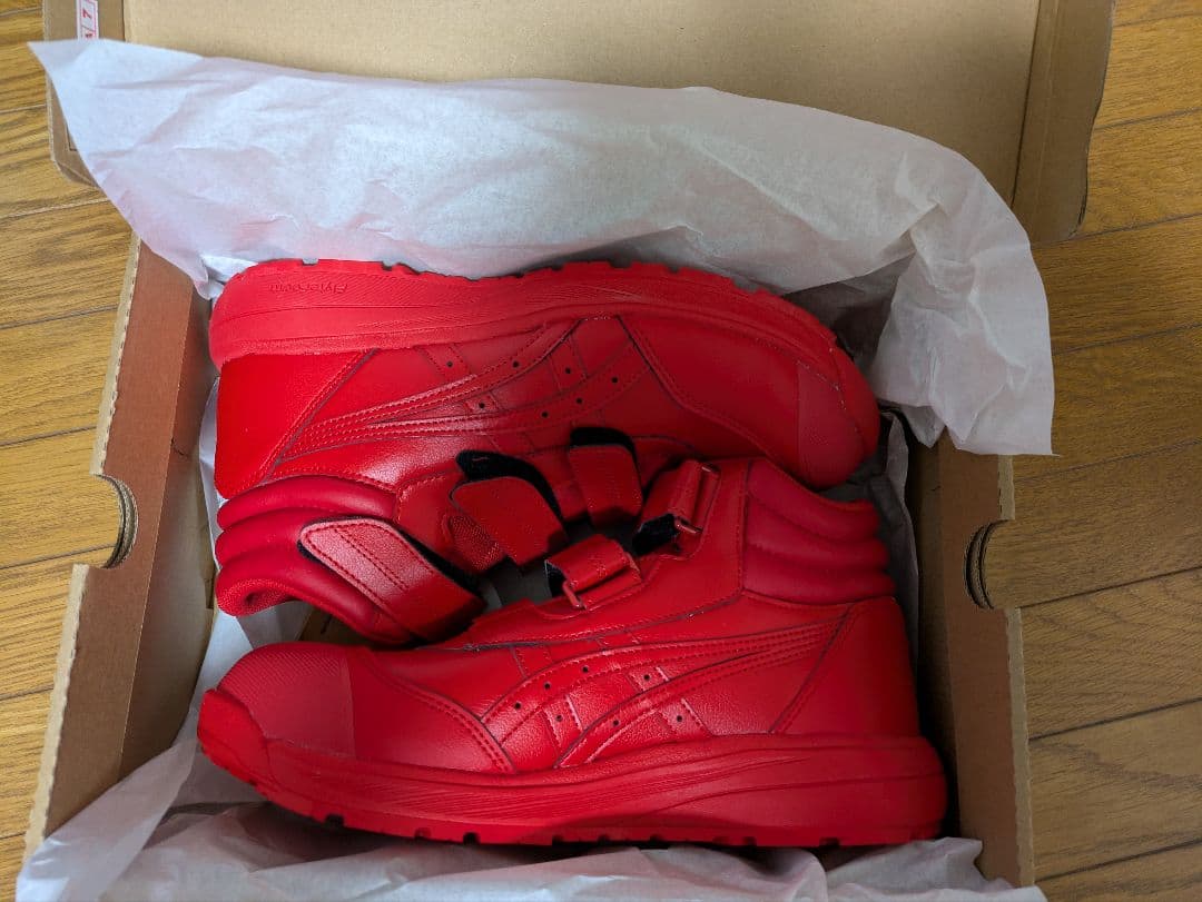 asics 赤 ハイカット安全靴 未使用