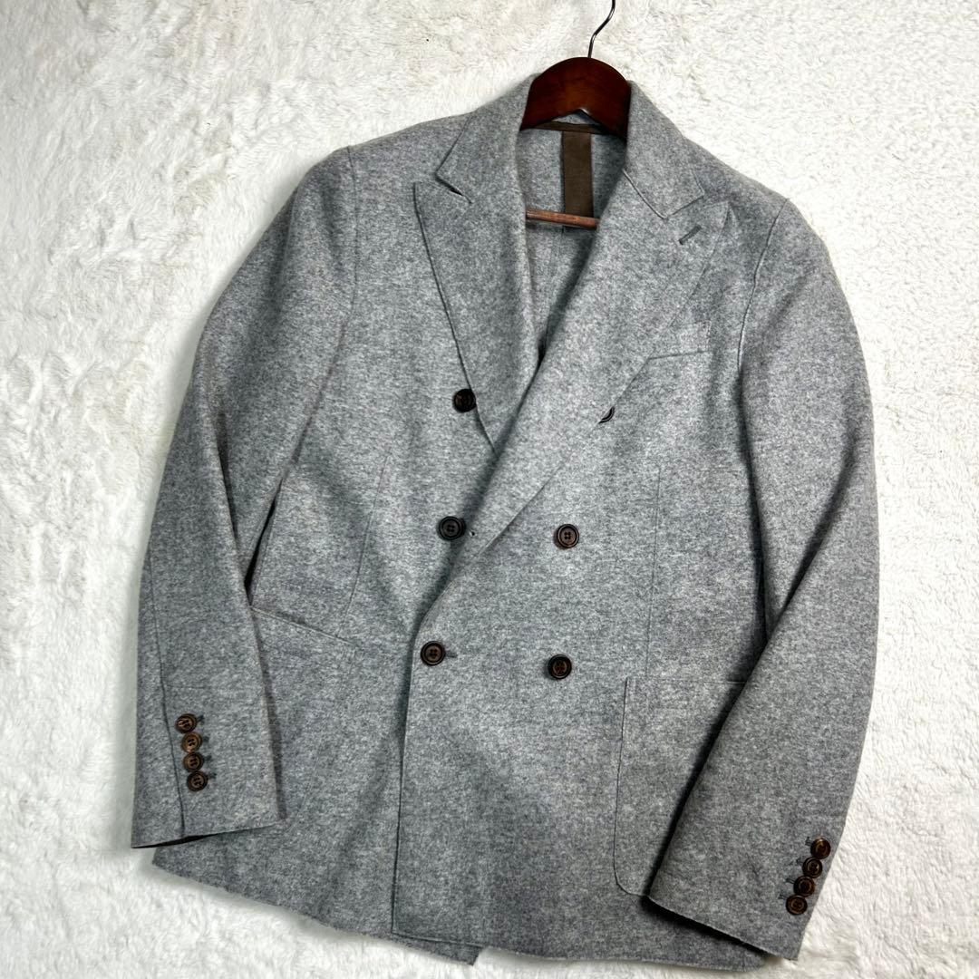 美品✨eleventyウール混　ストレッチ　ダブル ジャケット　46 グレー
