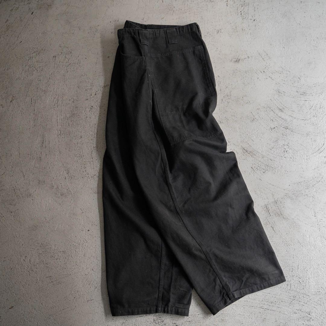 00s old ブラック コットン バギーワイド ワークパンツ レイヴパンツ