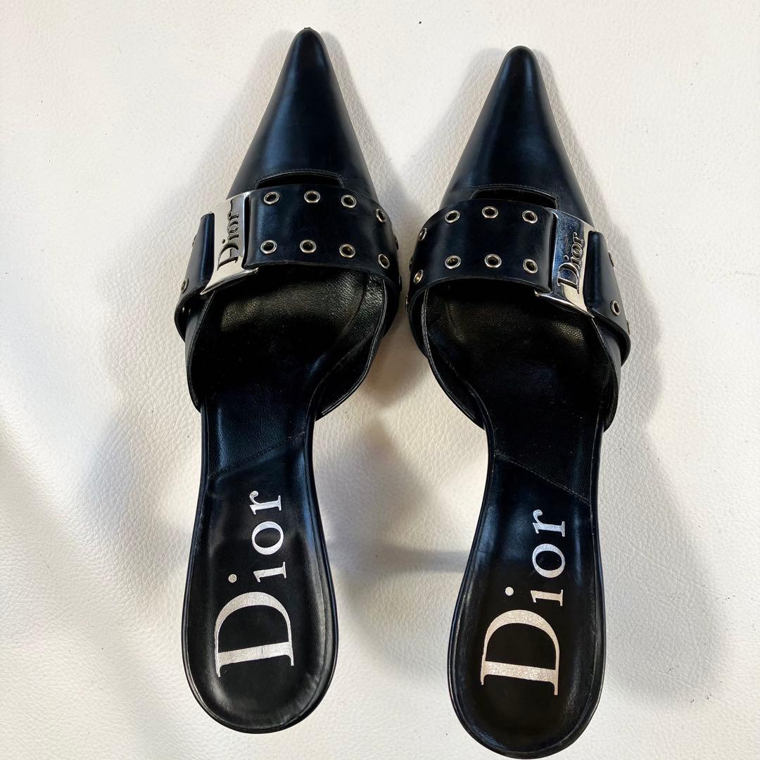 クリスチャンディオール　ミュール　CDロゴ　メタルアイレット　サイズ35.5
