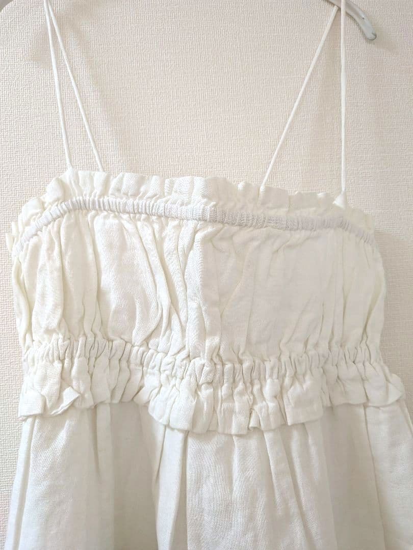 cotton linen long cami　White　CC-2523