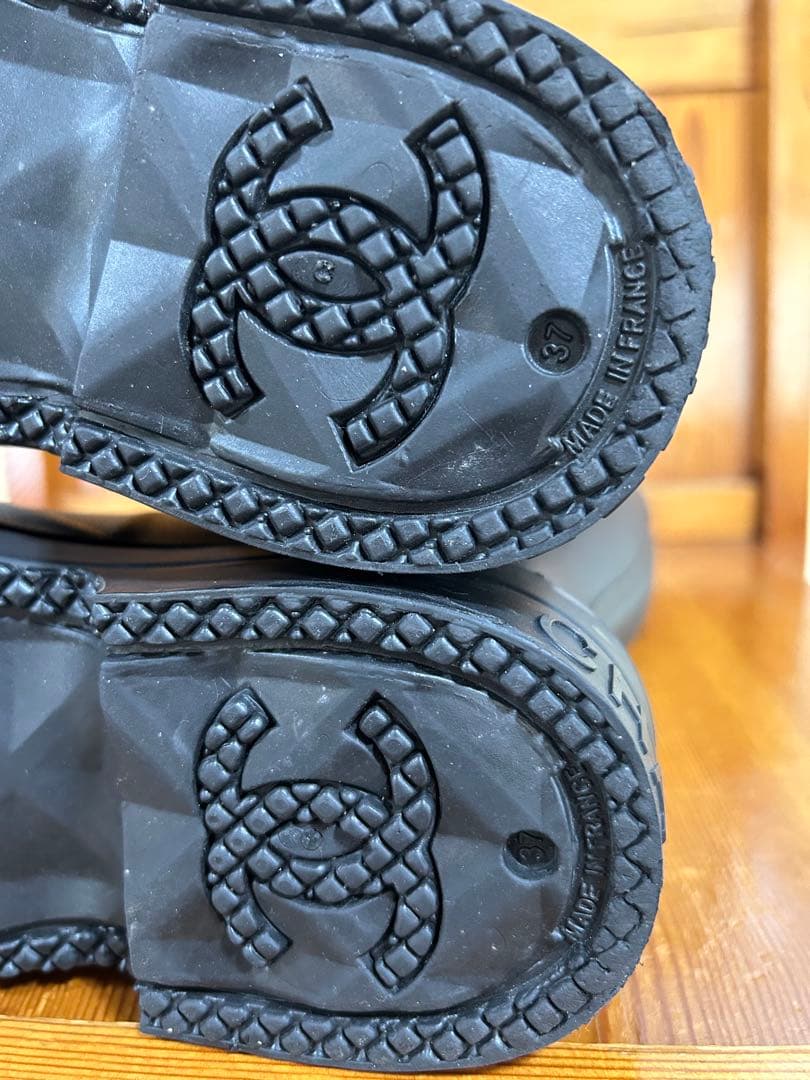 レインブーツ ブラック 白いココマークがアクセント　24cm　表記サイズ37