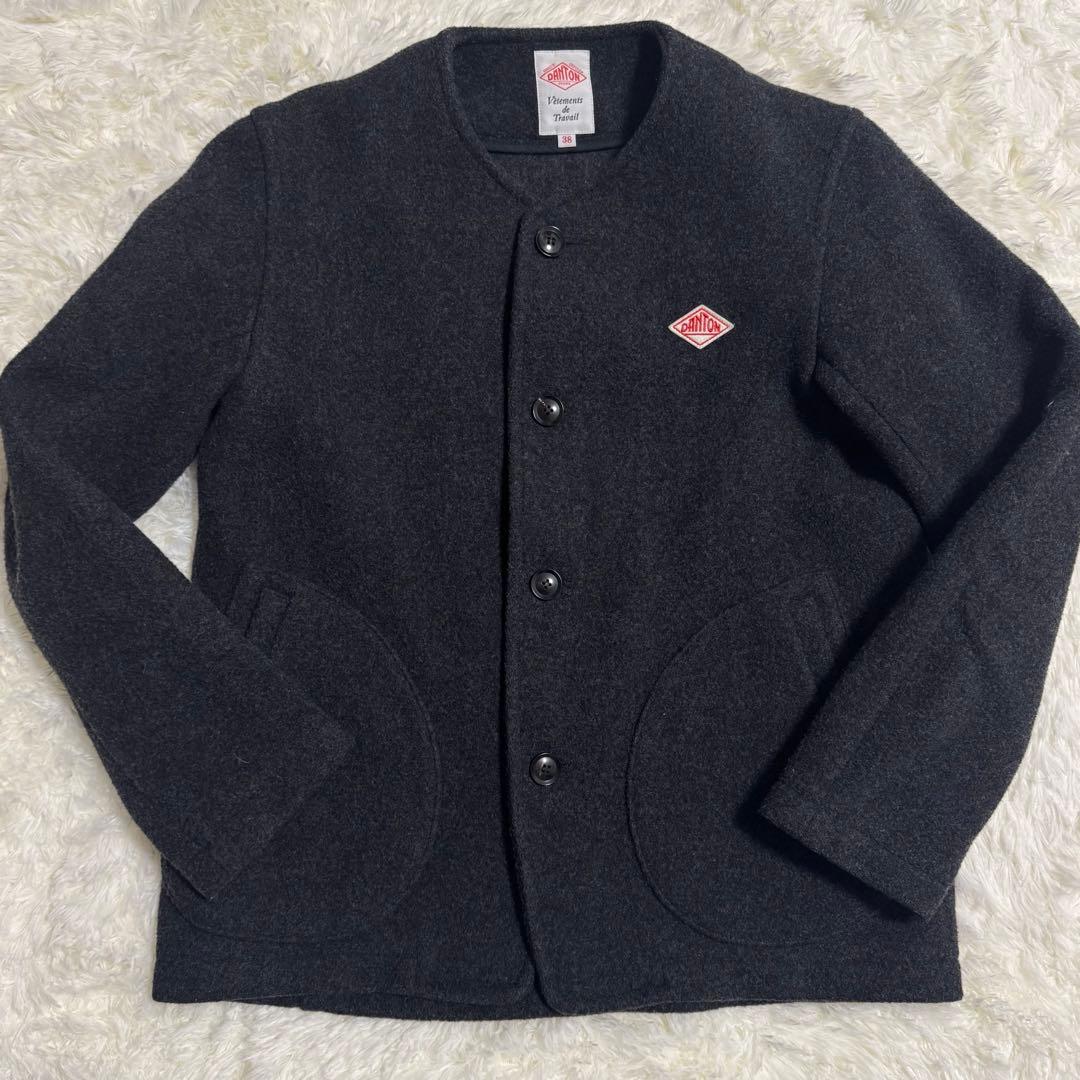 DANTON ダントン ノーカラージャケット コート チャコールグレー 38 M