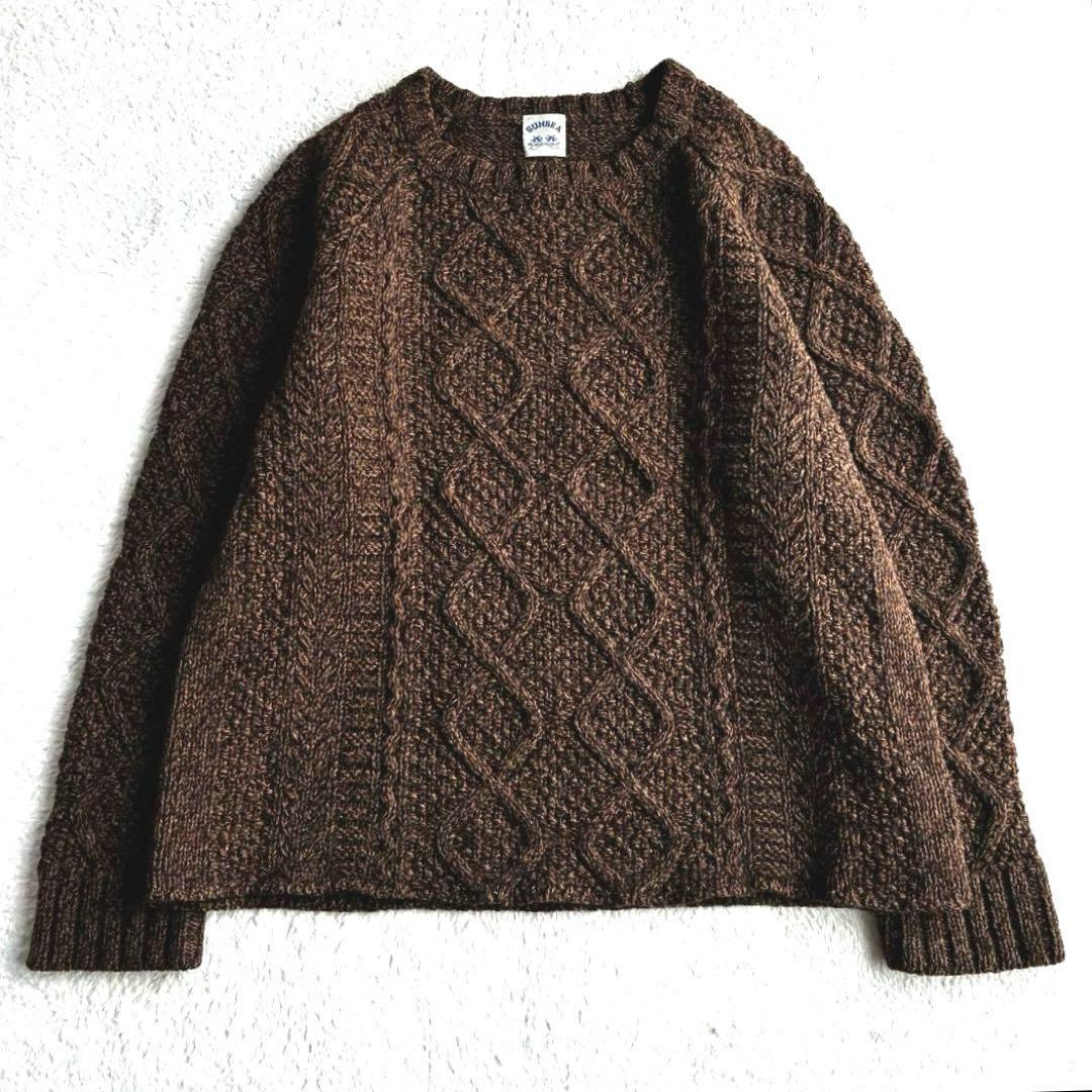 美品 サンシー SUNSEA カシミヤ混 フィッシャーマンニット ケーブルニット