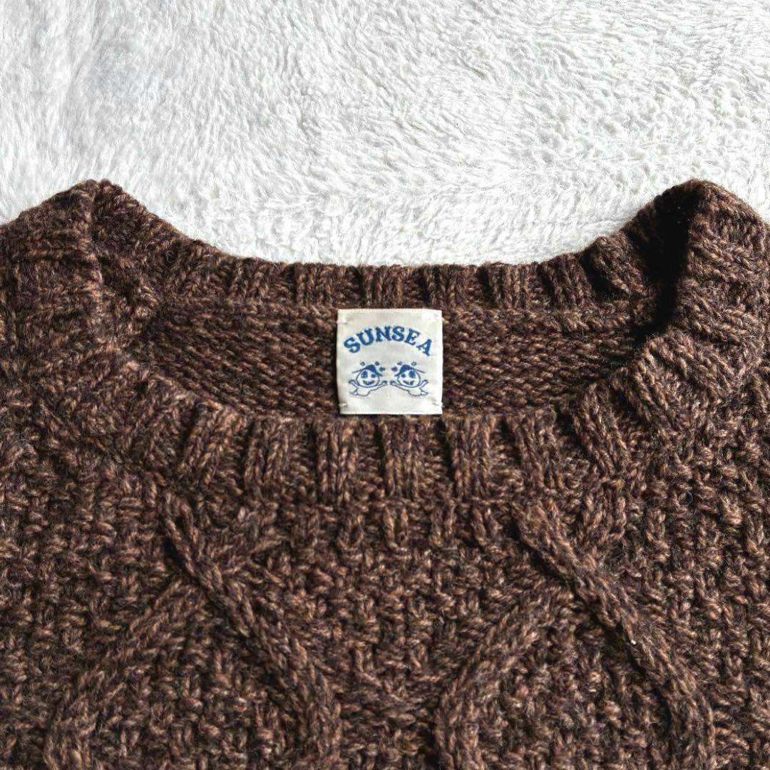 美品 サンシー SUNSEA カシミヤ混 フィッシャーマンニット ケーブルニット