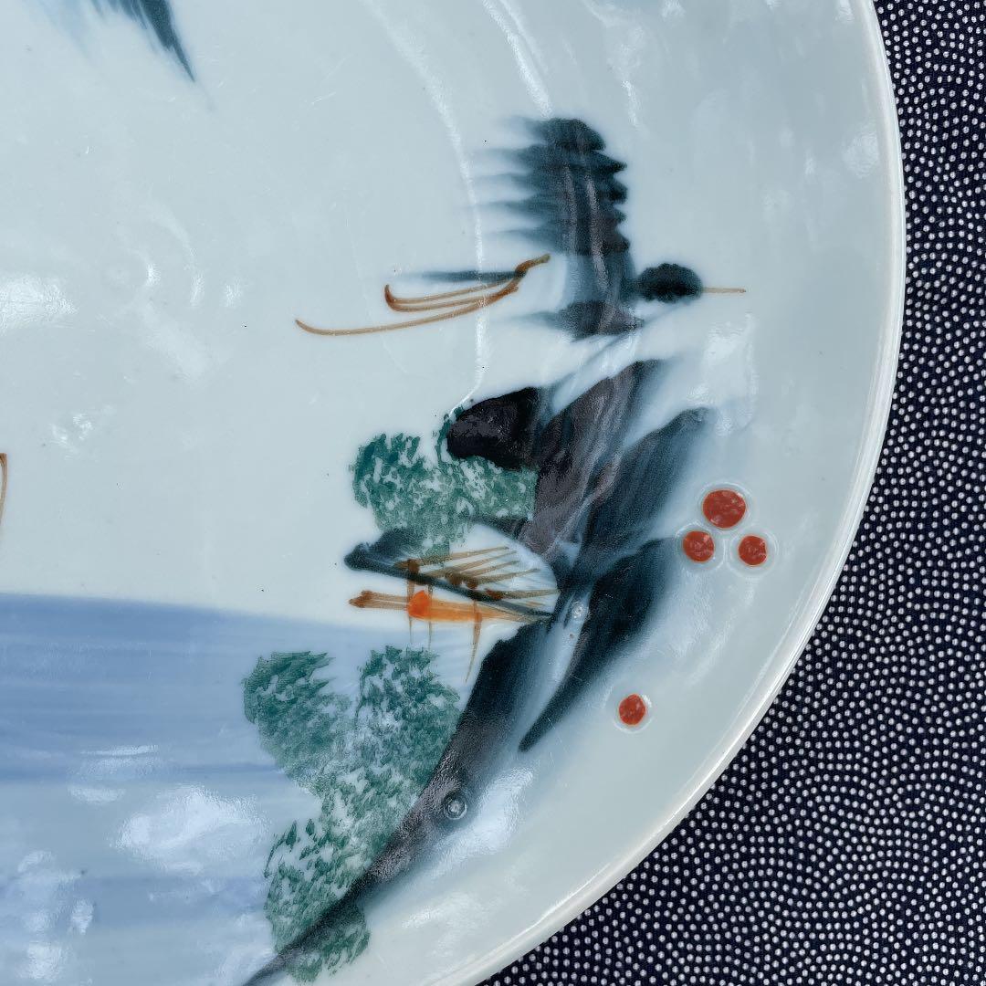 染付絵皿　山水画　25㎝　深皿