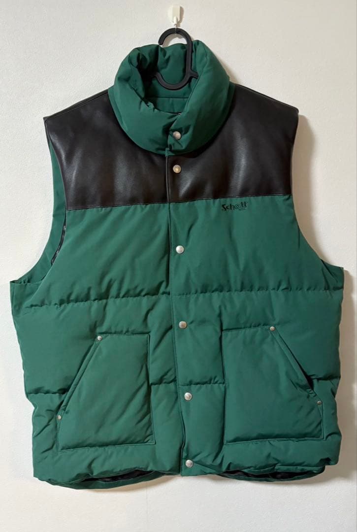 Schott グリーン・ブラック ダウンベスト