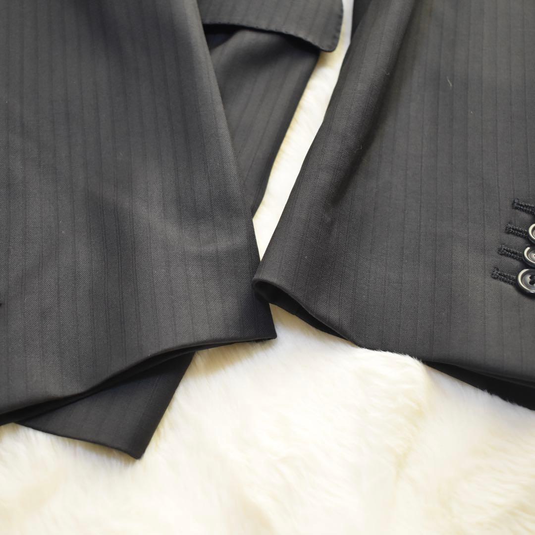 ラルディーニ　テーラードジャケット ストライプ　イタリア製　ブラック