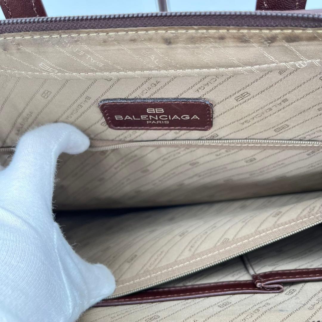 バレンシアガ ハンドバッグ ビジネスバッグ ロゴ型押し レザー 茶色 A4可能