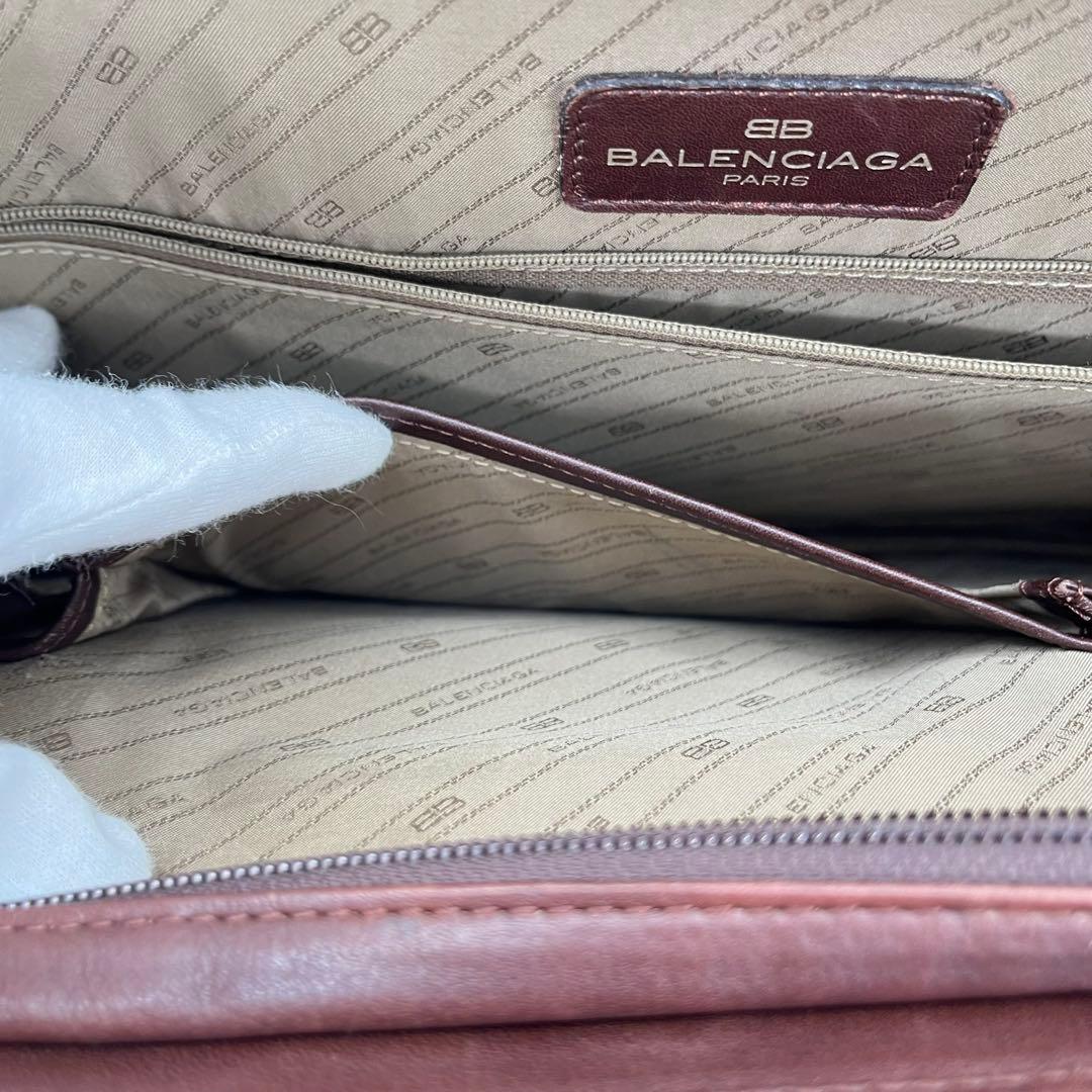 バレンシアガ ハンドバッグ ビジネスバッグ ロゴ型押し レザー 茶色 A4可能