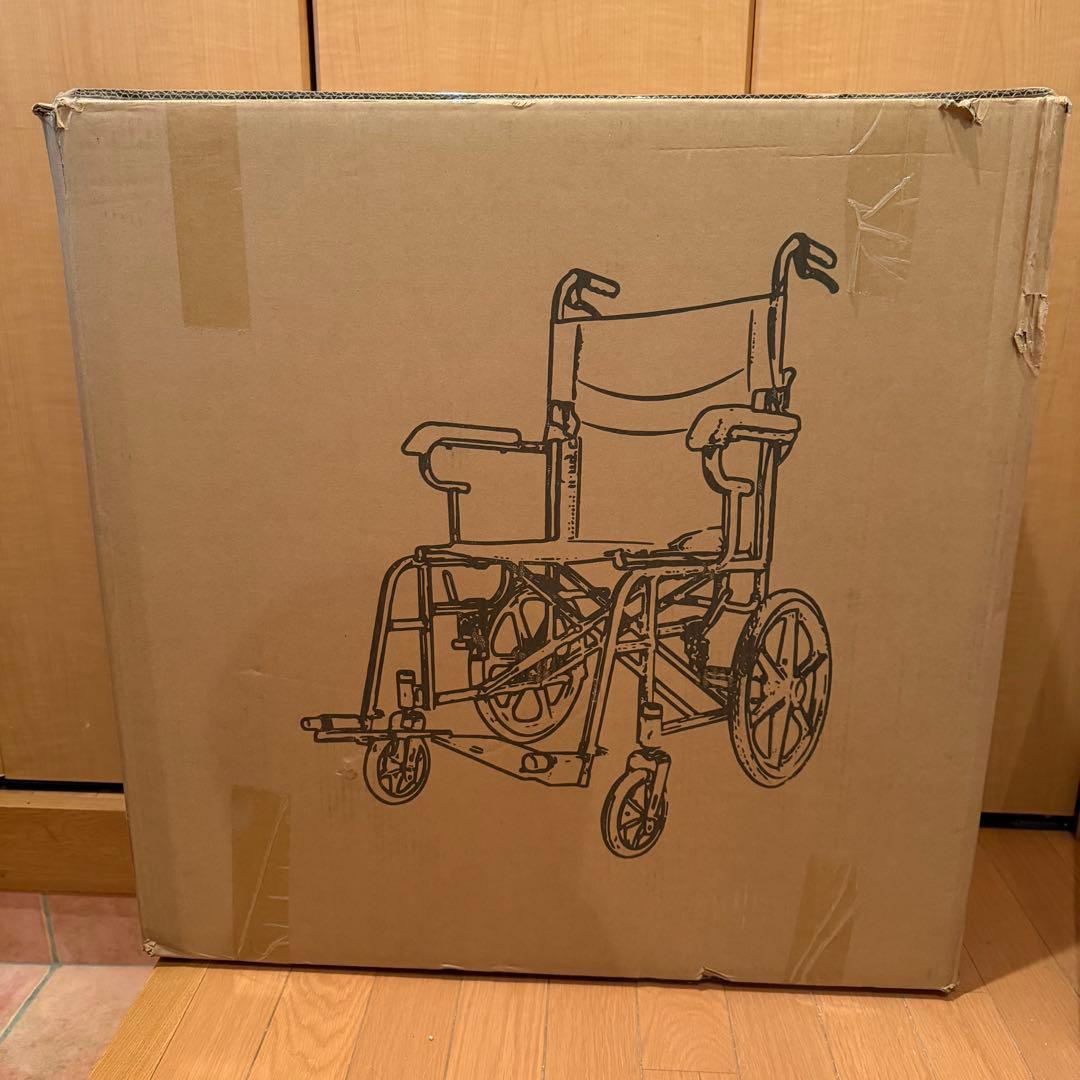 新品未使用品折りたたみ車椅子 軽量 介助型 耐荷重100kg 背折れ 透気性 青