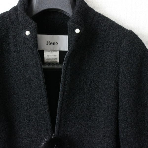 ルネRene♡掲載品パフスリーブウールジャケット♡ぽんぽんパール日本製