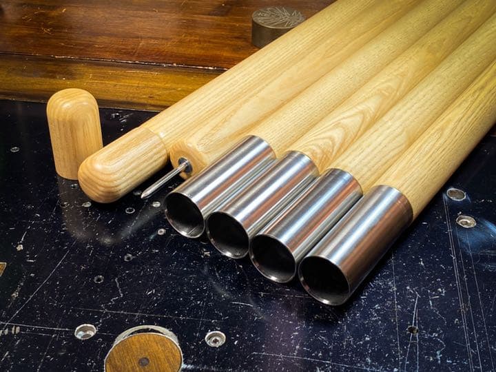 ウッドポール210㎝ボルト固定式ステンレスパイプ仕様3本継2本1セット