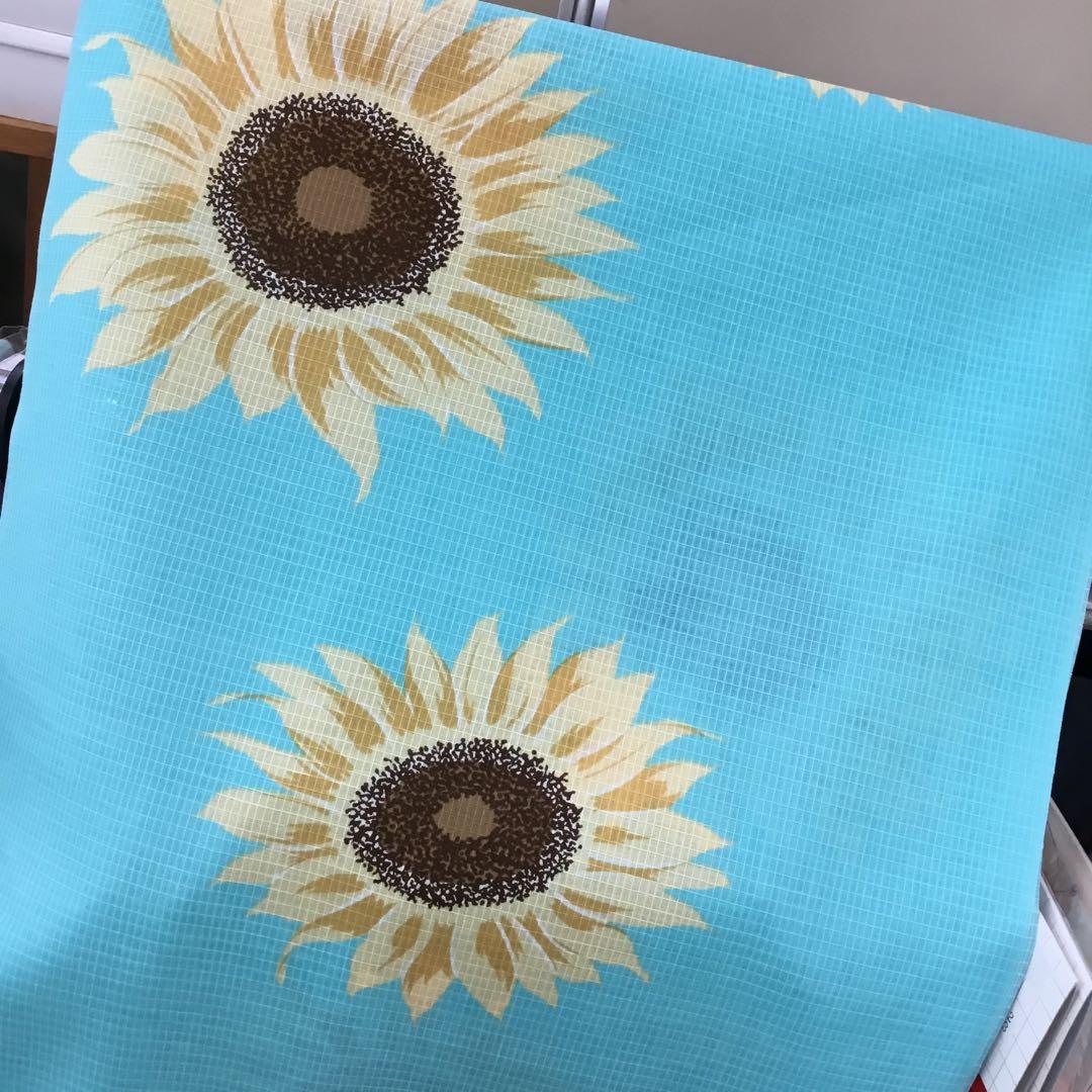 【新品】水色 ひまわり柄 浴衣反物