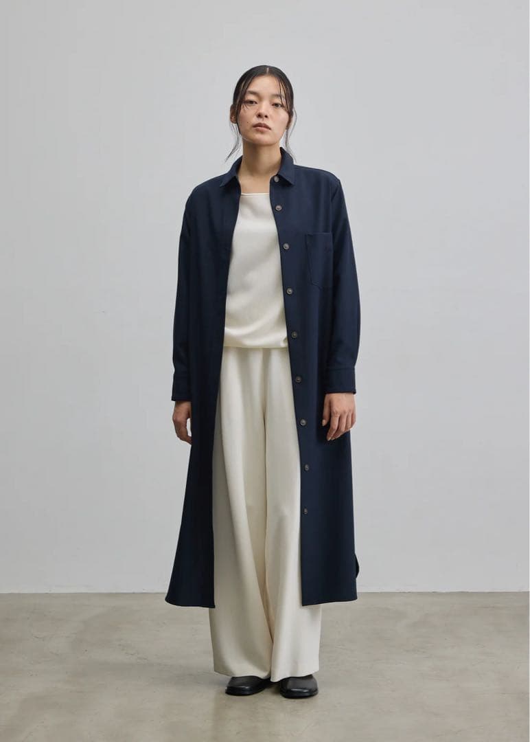 新品✨SOEJU ソフトオックスシャツワンピース　XSサイズ　ネイビー 現行品