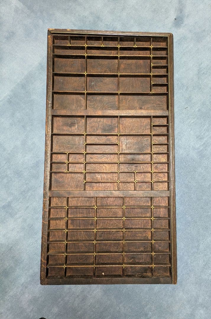 アンティーク　レタープレスタイプケース 木製 ダークブラウン