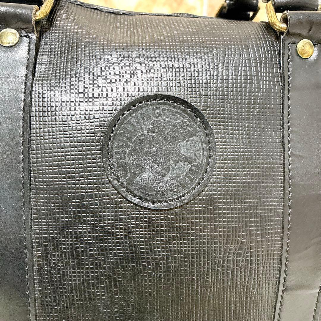 HUNTINGWORLD ハンティングワールド　ボストンバック　pvc ブラック