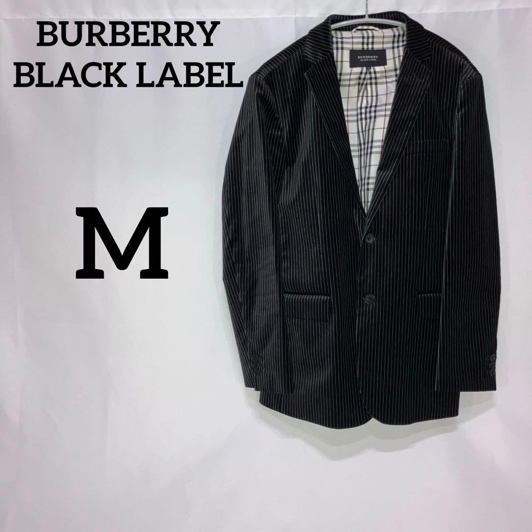バーバリーブラックレーベル　ベロアジャケット　ブラック／グレー・ストライプ　M