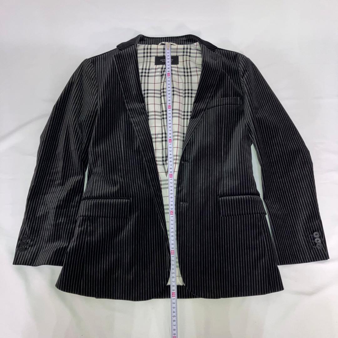 バーバリーブラックレーベル　ベロアジャケット　ブラック／グレー・ストライプ　M