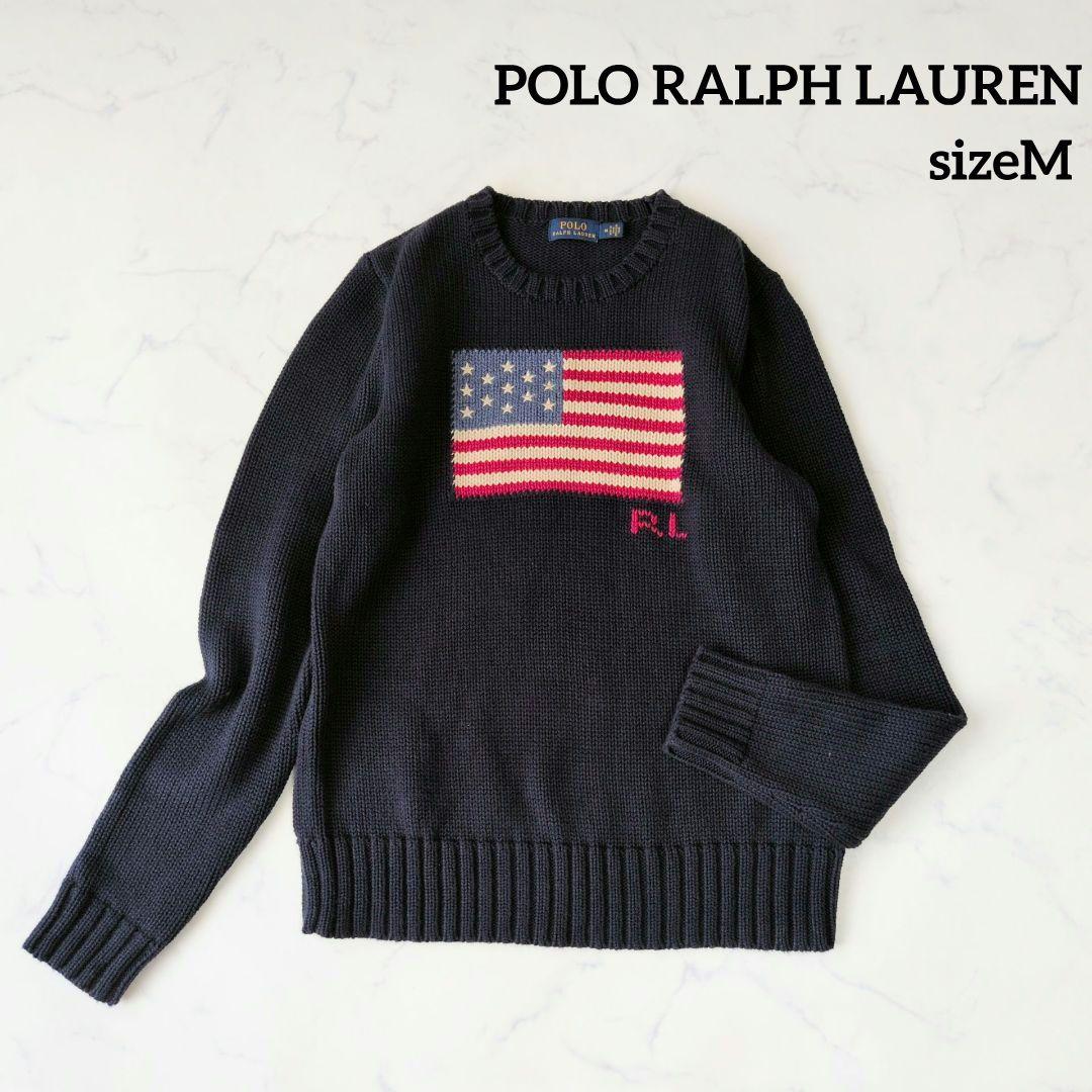 POLO RALPHLAUREN アイコニックフラッグ セーター ネイビー M