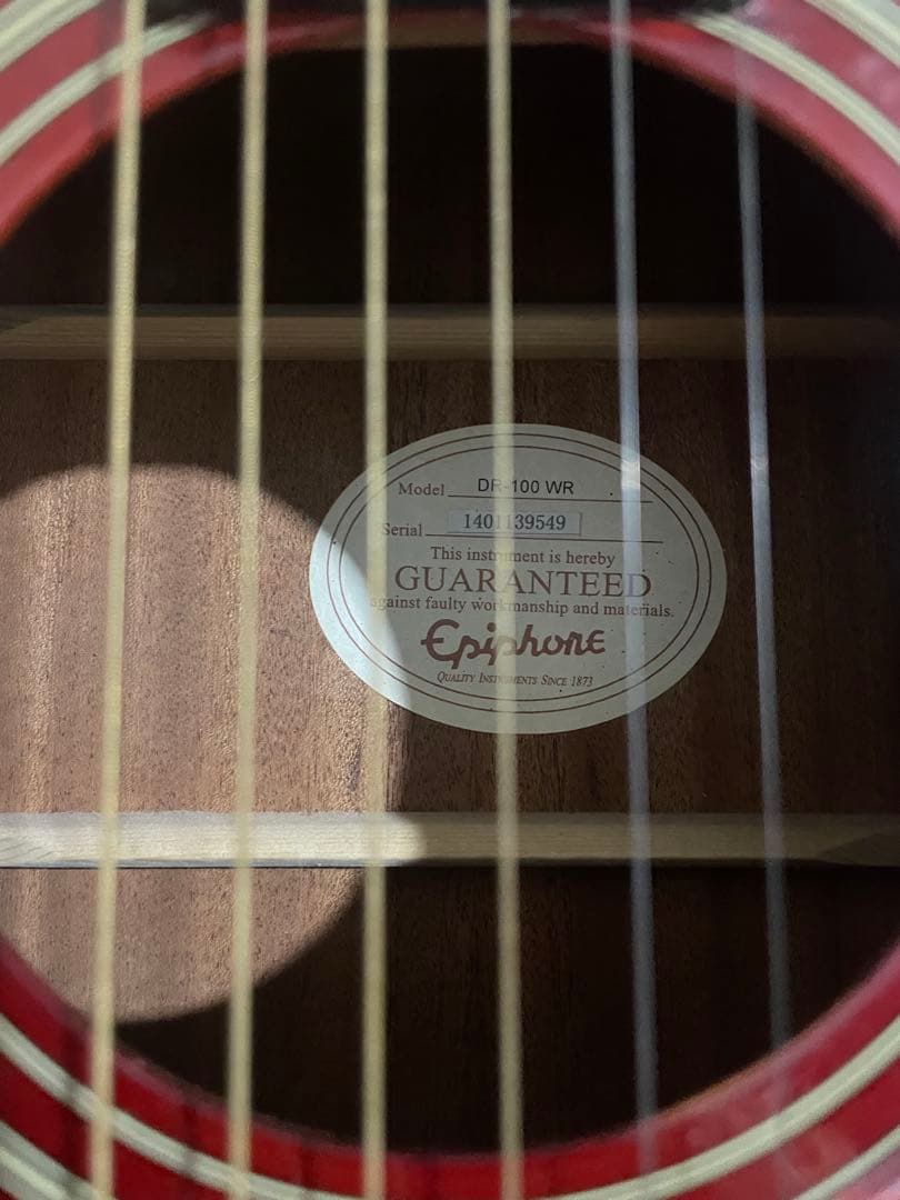 エレアコEpiphone DR-100WR アコースティックギター レッド