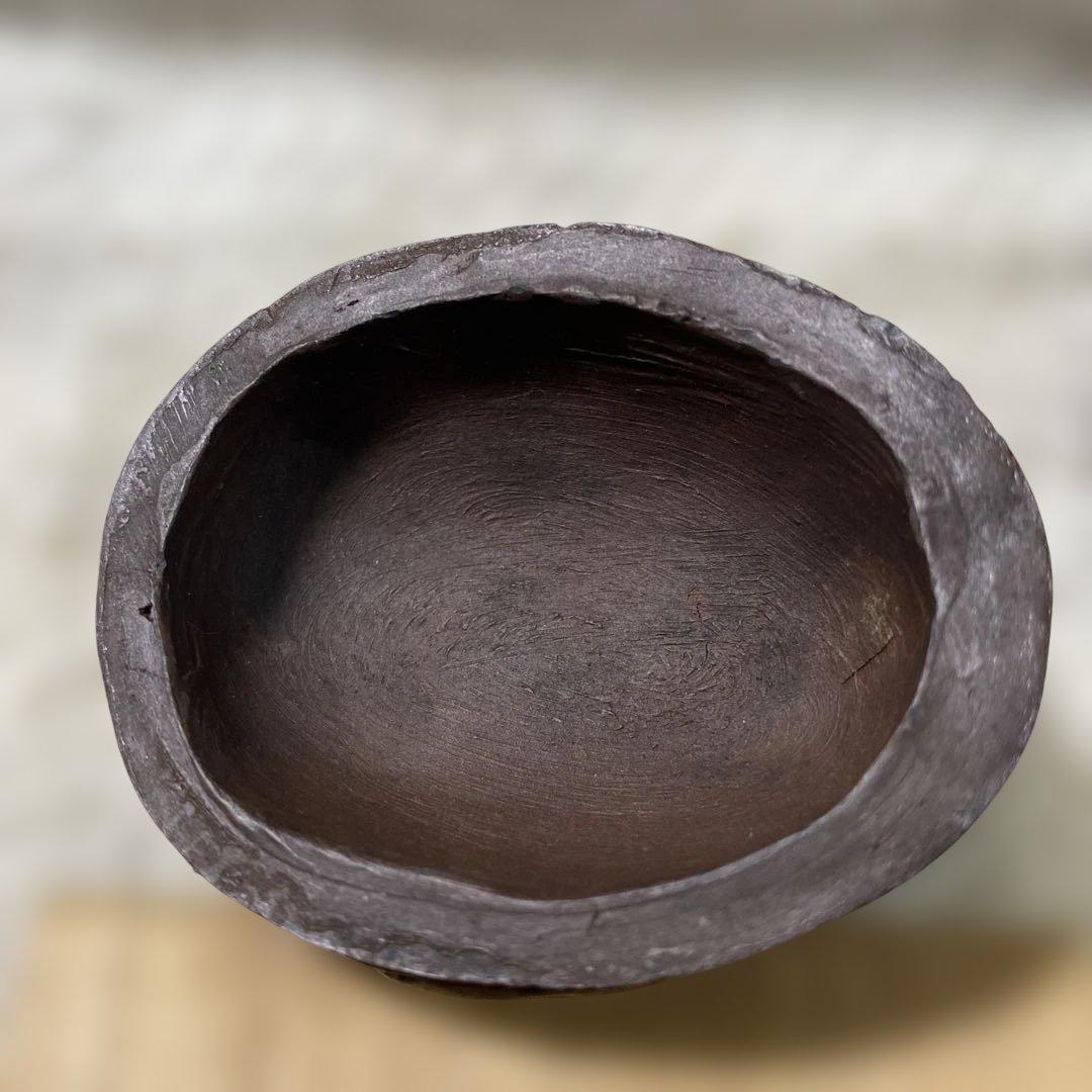 J-3 香合　茶道具　陶器　木箱付き　ホツ有り　アンティーク　美術品　工芸品