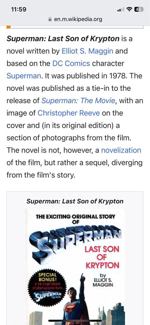 希少1978 Superman: Last Son of Krypton