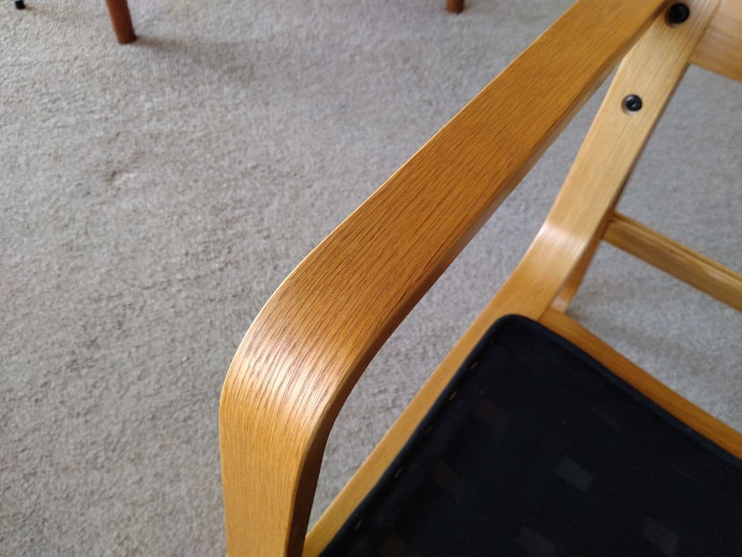 【良品】MUJI無印 ダイニングソファチェアオーク材/リビングでもつかえる茶②