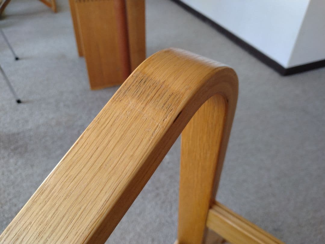 【良品】MUJI無印 ダイニングソファチェアオーク材/リビングでもつかえる茶②