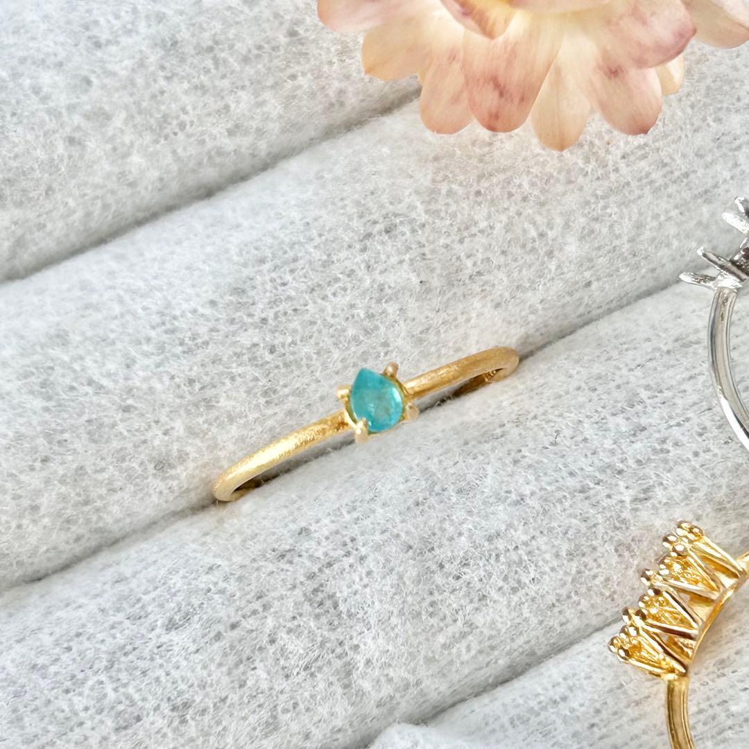 可愛い色のパライバトルマリン　フリーサイズリング