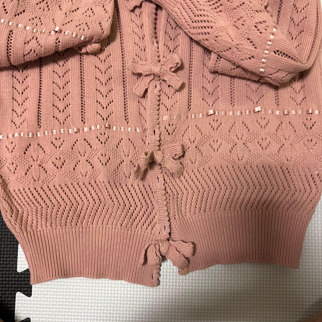 PINK HOUSE 花モチーフ ニットカーディガン