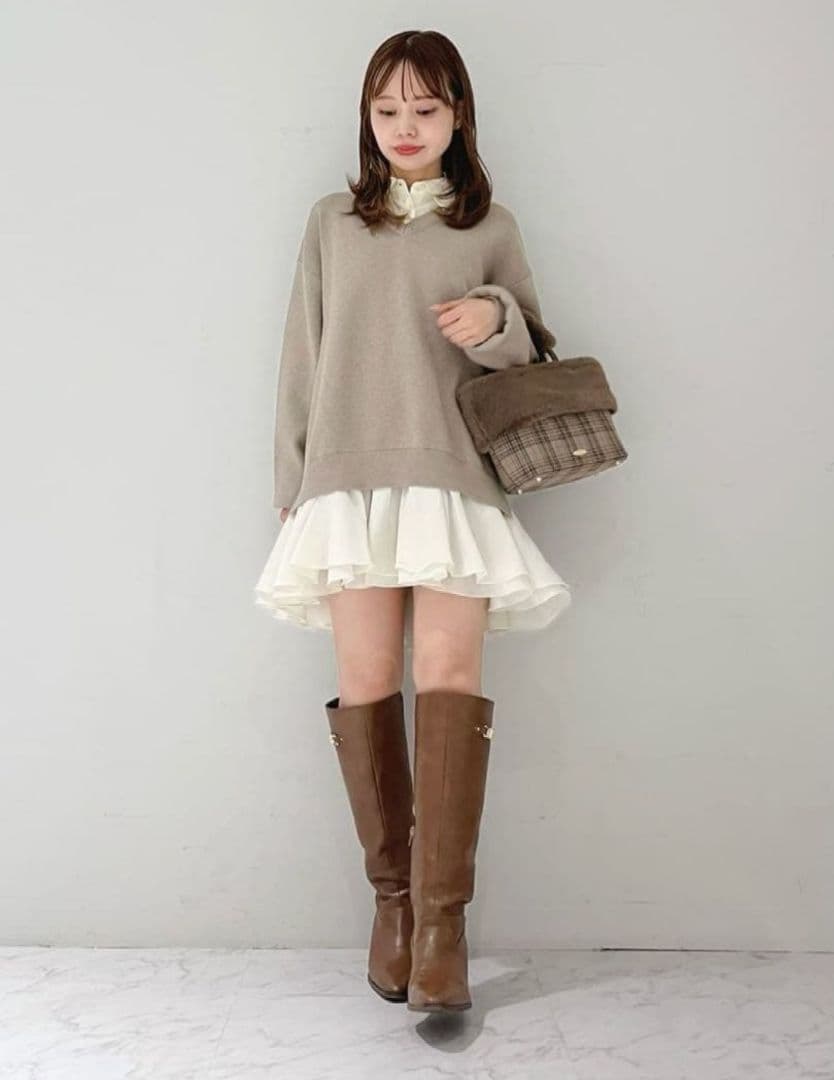 lilybrown シャツドッキングフリルミニワンピース