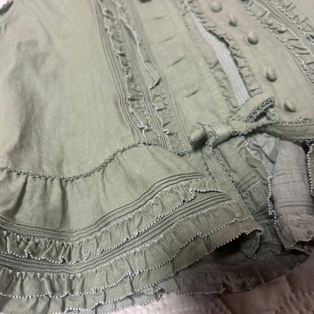 ピンクハウス　オリーブグリーン フリル ベスト