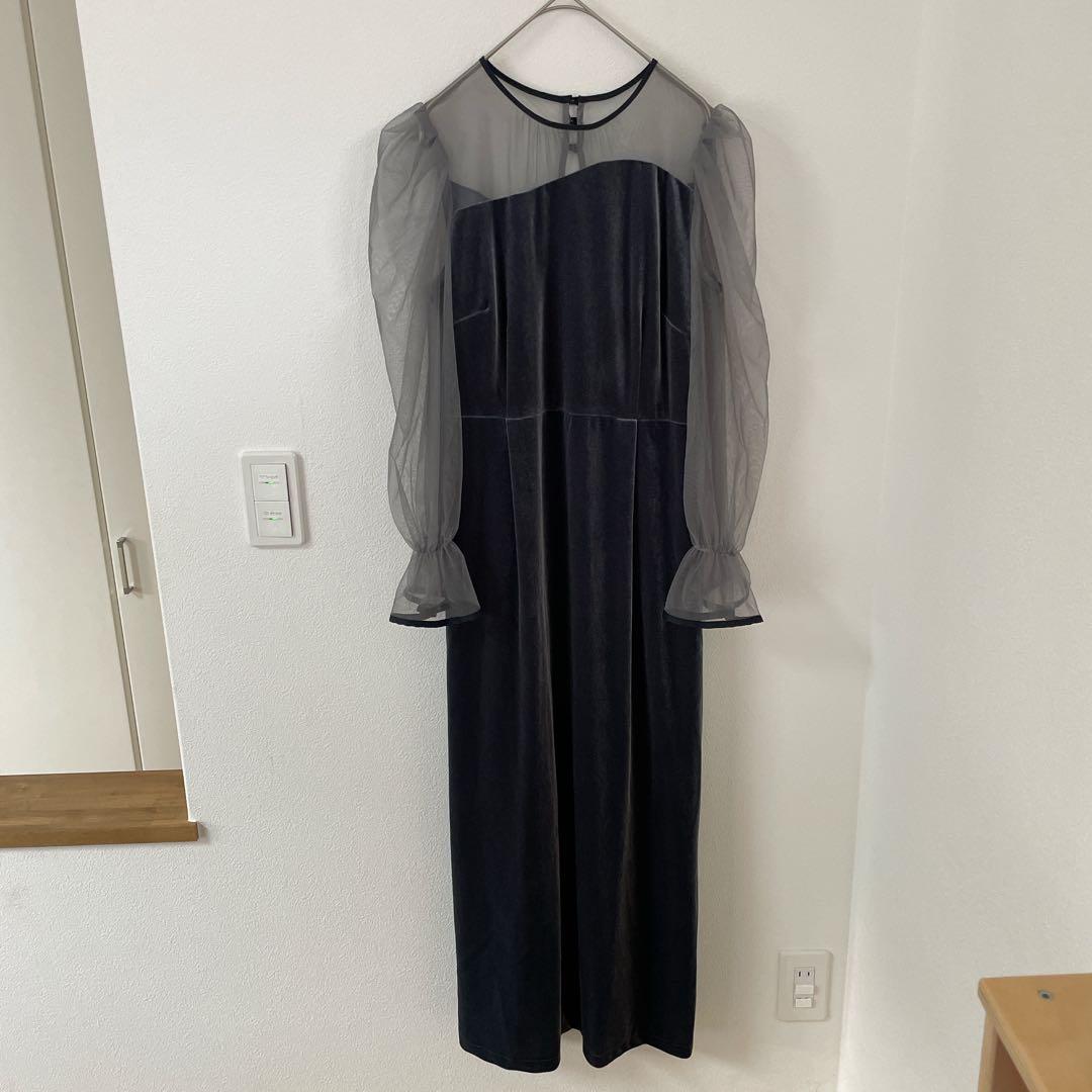 【新品未使用】callarus カラルス　アシメデザインベロアワンピースドレス