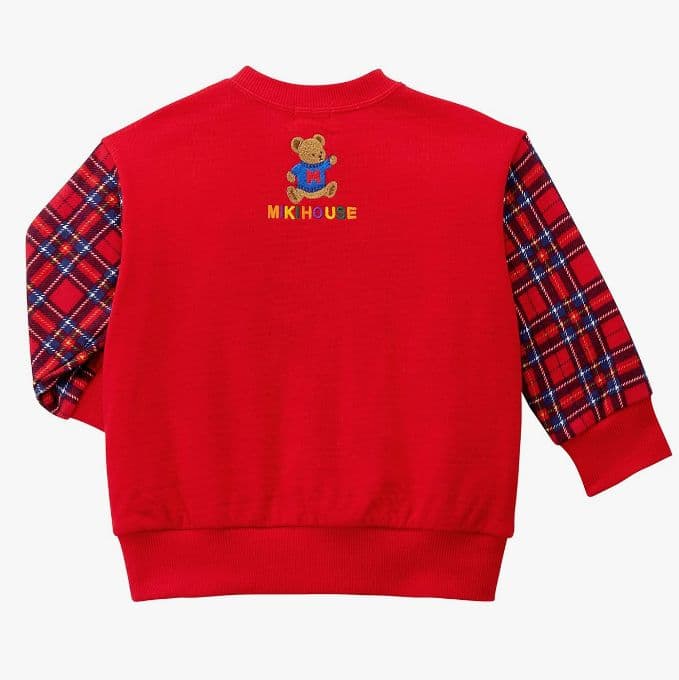 ミキハウス トレーナー 100 日本製 ベア くま チェック