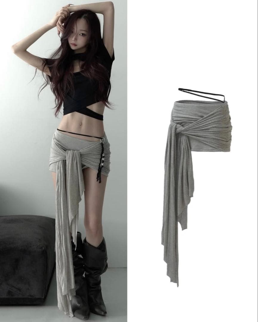 theredthread S mini skort pareo グレー