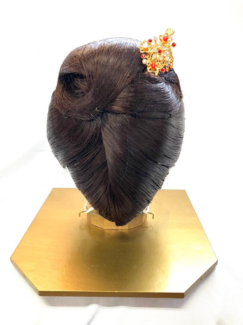 夜会巻き(自然色)中大サイズ、中古舞踊かつら、日本髪かつら、大衆演劇かつら