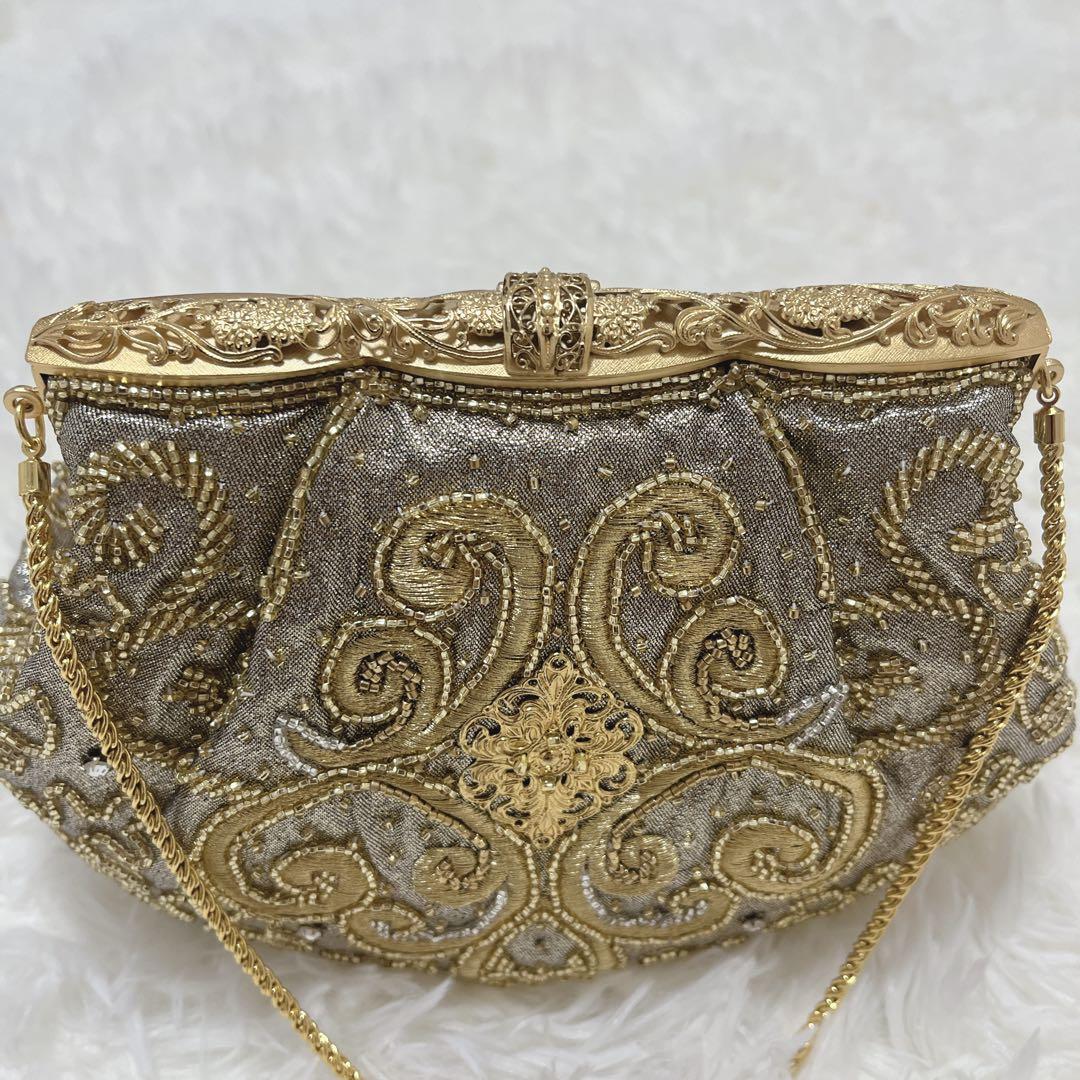 花井幸子　YUKIKO HANAI ビーズ刺繍 パーティーバッグ　美品