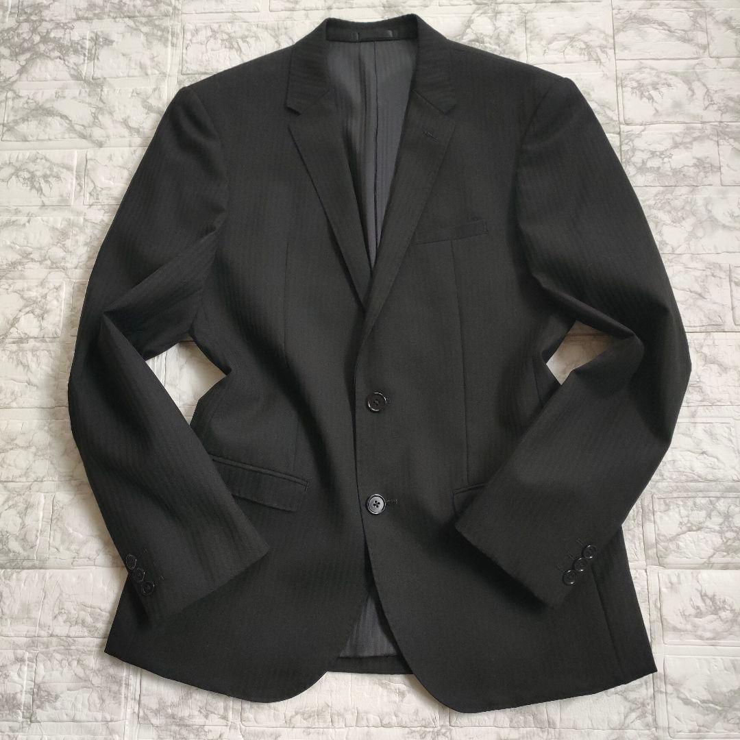 male&co.　3ピース　セットアップスーツ　ストレッチ　ストライプ　黒　M