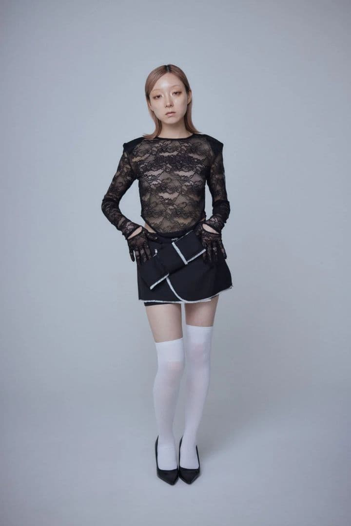 スカート neith Micro Wrap Ribbon Skirt(Black)