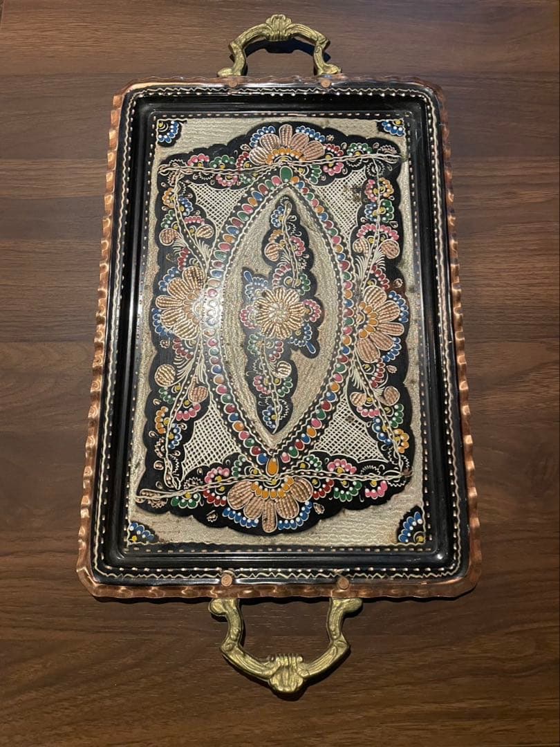イラン現地購入・伝統工芸品・銅製トレーセット