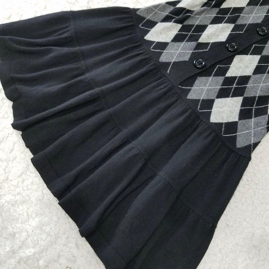 美品✨バーバリーブルーレーベル カシミヤ混ニットワンピース アーガイル柄 M