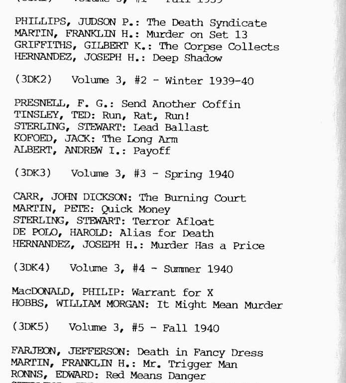 資料価値あり！アメリカのパルプ・マガジンのチェックリスト