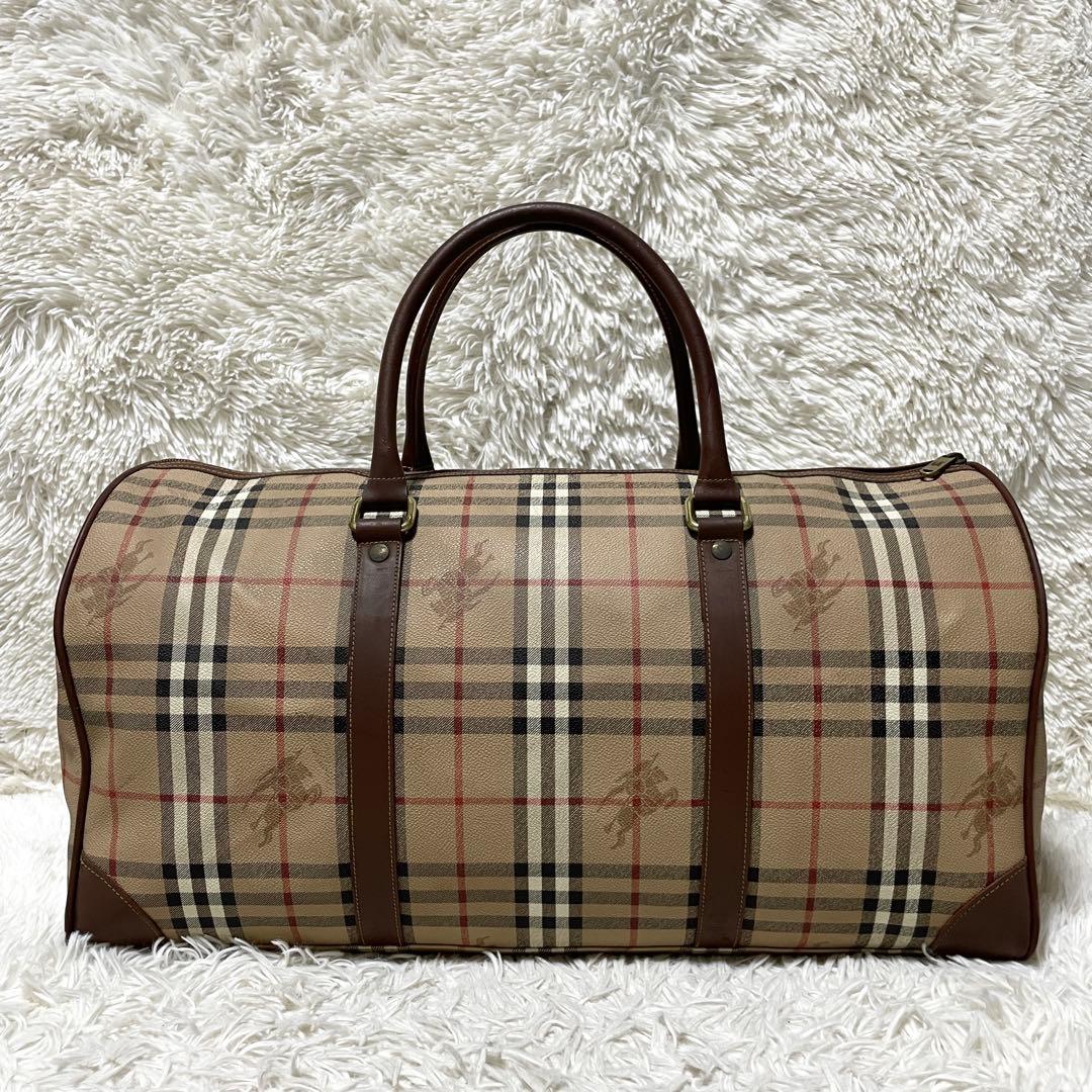 【美品】Burberry バーバリー　ボストンバッグ　PVC 大容量　メンズ