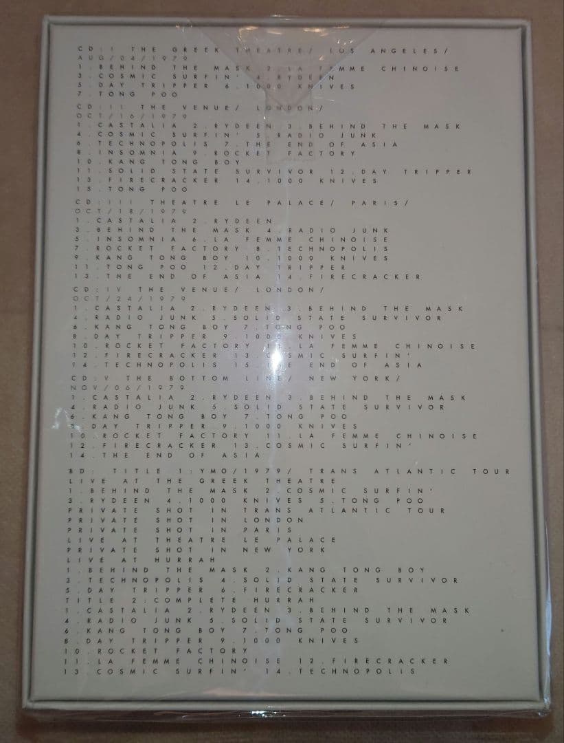 YMO 1979 TRANS ATLANTIC TOUR LIVE 限定盤