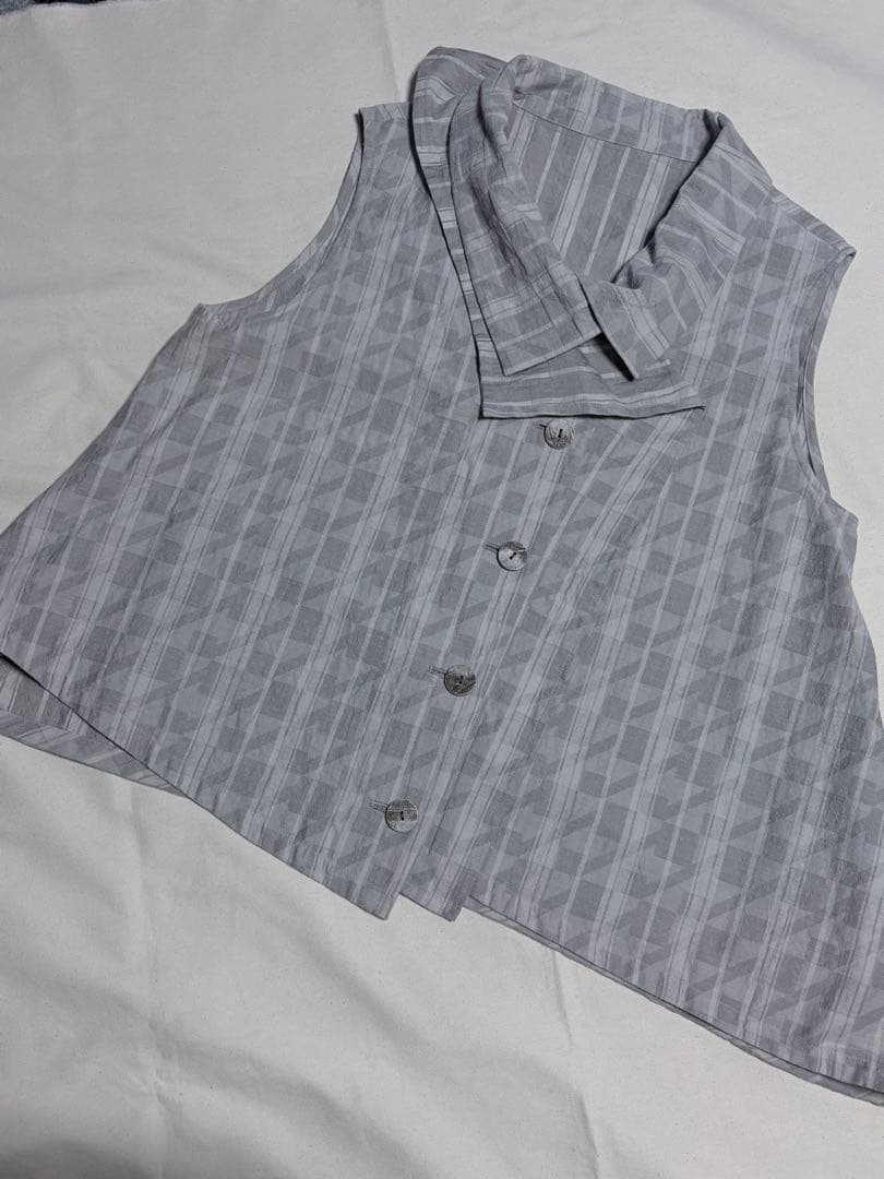 たまてばこ２点おまとめ慈雨オリーブグリーン シワ加工 パンツ+グレーベスト